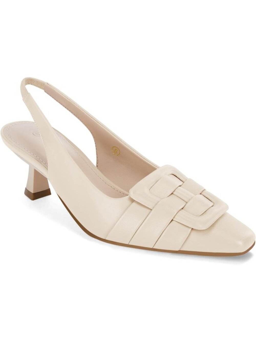 Women's Nude Comfortable Slingback Pointed Closed Toe Dress Low Kitten Heels